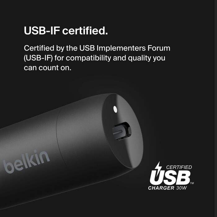 Belkin BoostCharge 30W USB-C Car Charger + USB-C to USB-C Cable