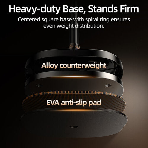 TELESIN Phone Floor Stand with Articulating Arm and MagSafe – 360° Adjustable Mount, Heavy-Duty Base, Foldable Design – Black/Silver