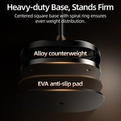 TELESIN Phone Floor Stand with Articulating Arm and MagSafe – 360° Adjustable Mount, Heavy-Duty Base, Foldable Design – Black/Silver