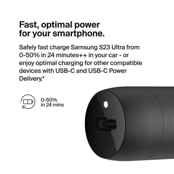 Belkin BoostCharge 30W USB-C Car Charger + USB-C to USB-C Cable