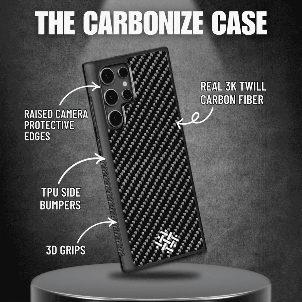 Samsung S-Series 3K Twill Carbon Fiber Cover | Real Carbon Fiber Case for S25 Ultra, S24 Ultra & A56 5G