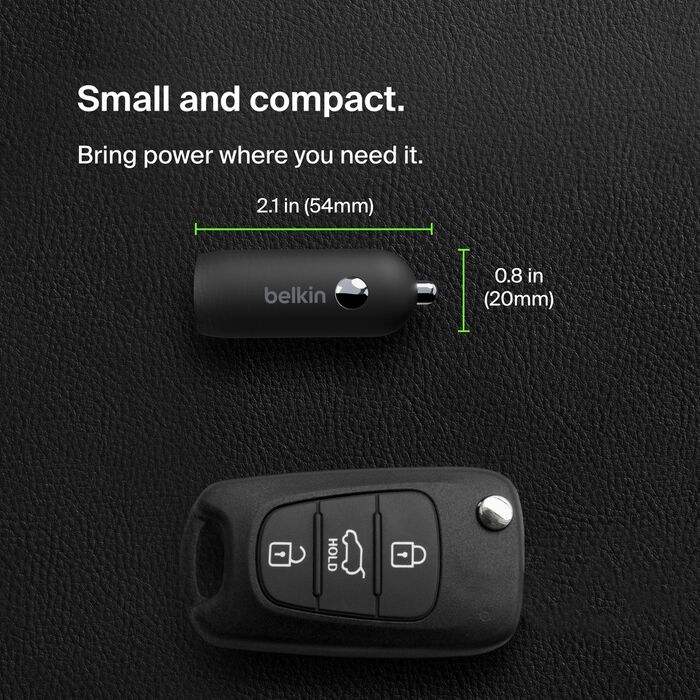 Belkin BoostCharge 30W USB-C Car Charger + USB-C to USB-C Cable