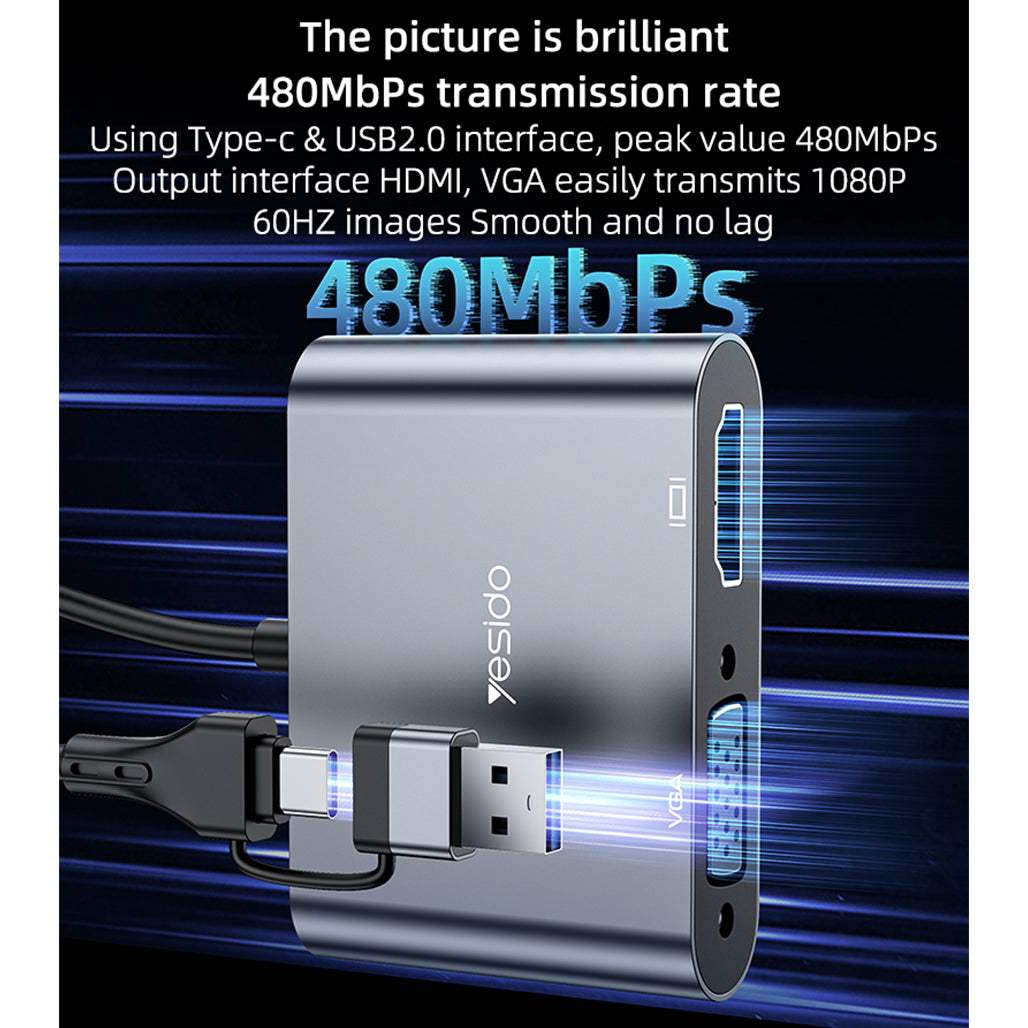 Yesido HM15 USB-C to HDMI / VGA Adapter
