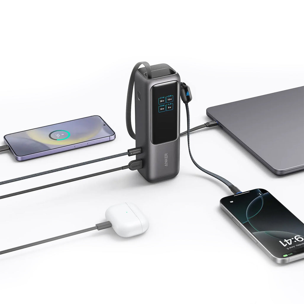 Anker Power Bank 25000mAh 165W Ultra-Fast Portable Charger with Retractable USB-C Cables (Model A1695)