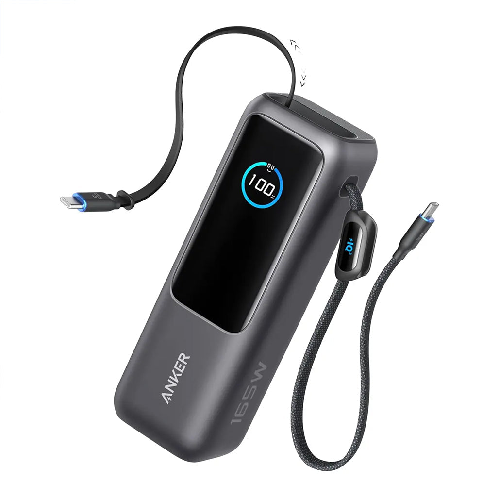Anker Power Bank 25000mAh 165W Ultra-Fast Portable Charger with Retractable USB-C Cables (Model A1695)