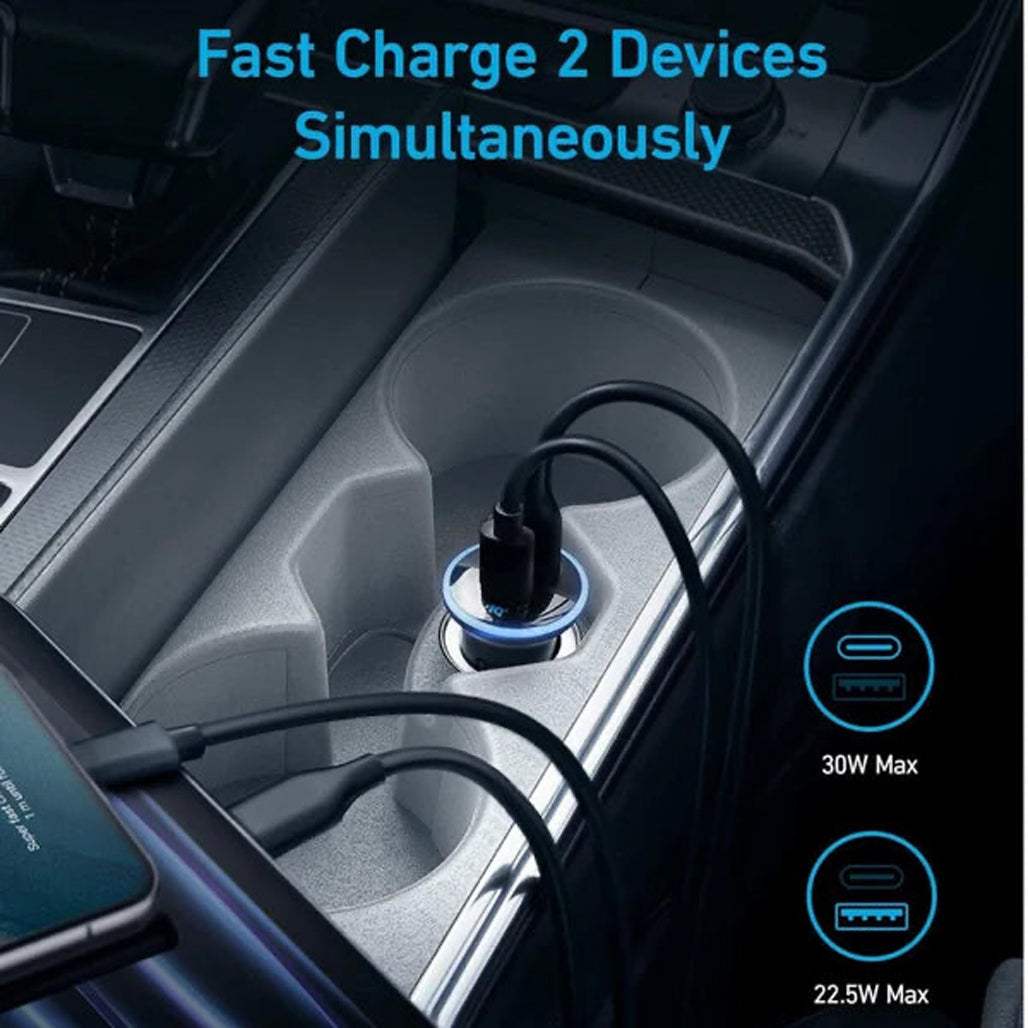 Anker Dual-Port 52.5W High-Speed Car Charger – USB-C & USB-A Ports with ActiveShield 2.0