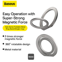 Baseus Halo Series Foldable Metal Ring Stand | 360° Rotating Magnetic Phone Holder