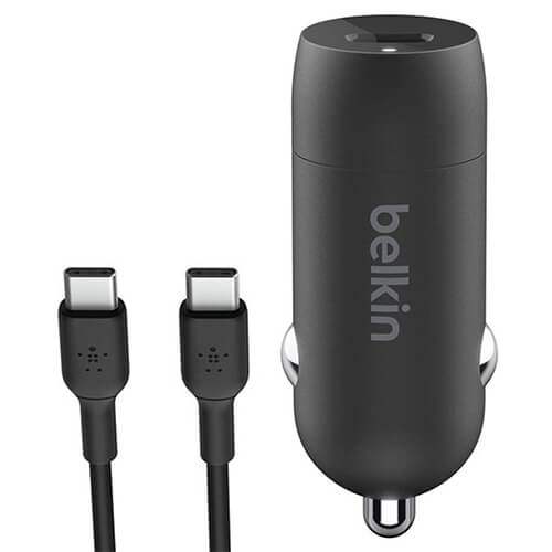 Belkin BoostCharge 30W USB-C Car Charger + USB-C to USB-C Cable