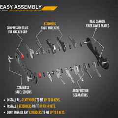 Carbonize PRO Carbon Fiber Key Organizer – Sleek, Modular, and Multi-Functional for 1–18 Keys