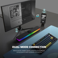 Fantech BS151 Groove Bar Pro - RGB Bluetooth Portable Gaming Speaker – 30H Battery & Stereo Sound