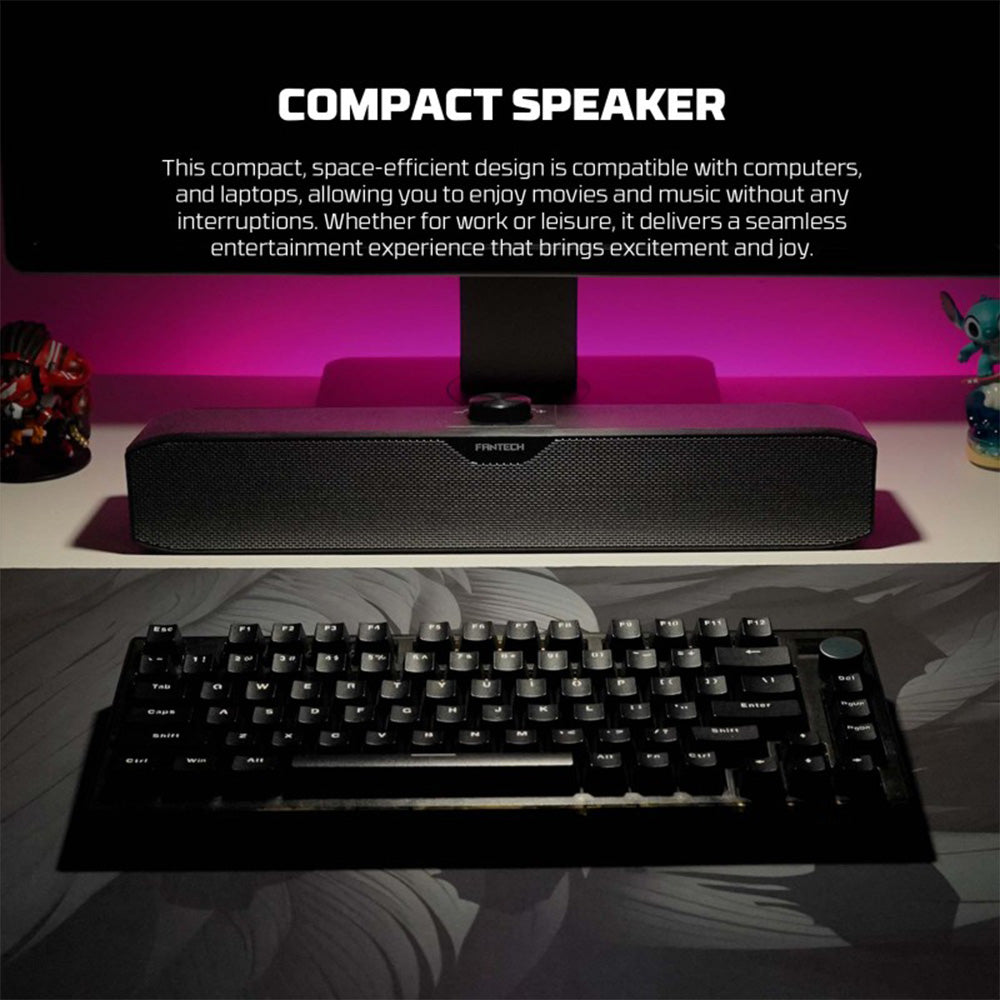 Fantech GS206 Groove Bar Lite Wired Gaming Speaker – 2.0 Stereo Sound, USB + 3.5mm Connection, 6W RMS Output