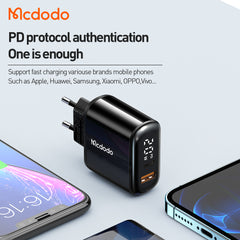 Mcdodo CH-717 Dual Port 20W Fast Charger – PD 3.0 + QC 3.0 with Digital Display