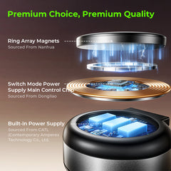 Lisen A680 Electric Suction Cup Phone Holder with Clamping Arm, 360° Rotation, and Battery Indicator