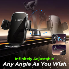 Lisen A680 Electric Suction Cup Phone Holder with Clamping Arm, 360° Rotation, and Battery Indicator