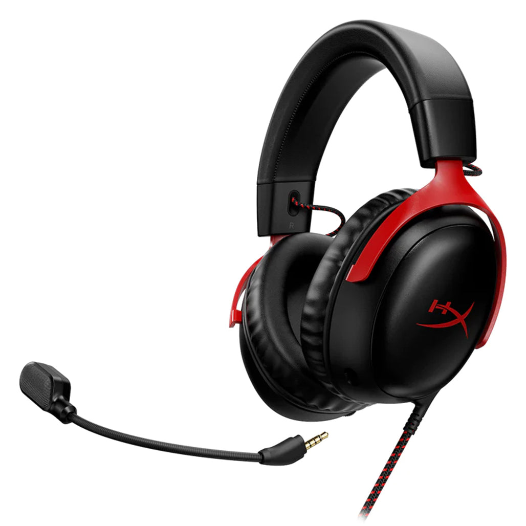 HyperX Cloud III Wired Gaming Headset – Black/Red | 53mm Drivers, DTS Spatial Audio, Noise-Canceling Mic