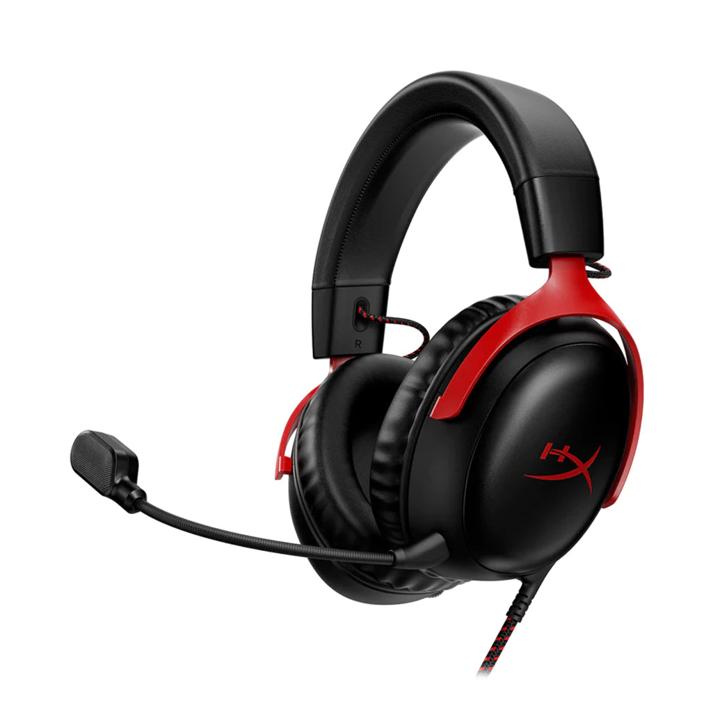 HyperX Cloud III Wired Gaming Headset – Black/Red | 53mm Drivers, DTS Spatial Audio, Noise-Canceling Mic