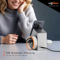 Iron Hide 3‑in‑1 Wireless Charger – 15 W Qi2 with Mag Holder