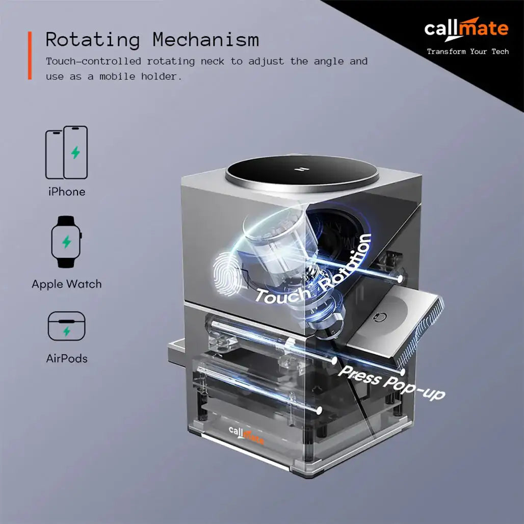 Iron Hide 3‑in‑1 Wireless Charger – 15 W Qi2 with Mag Holder