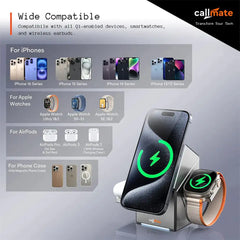 Iron Hide 3‑in‑1 Wireless Charger – 15 W Qi2 with Mag Holder