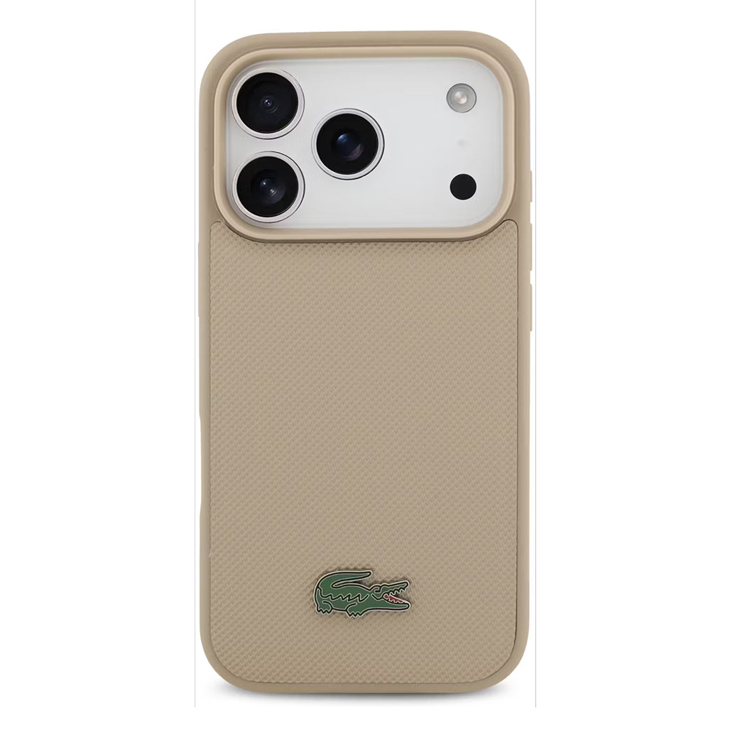 Lacoste MagSafe PU Leather Hard Case for iPhone 17 Pro and 17 Pro Max – Taupe