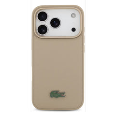 Lacoste MagSafe PU Leather Hard Case for iPhone 17 Pro and 17 Pro Max – Taupe