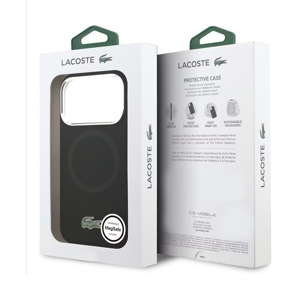 Lacoste MagSafe Silicone Case with Metal Logo – iPhone 17 Pro/Pro Max - Black