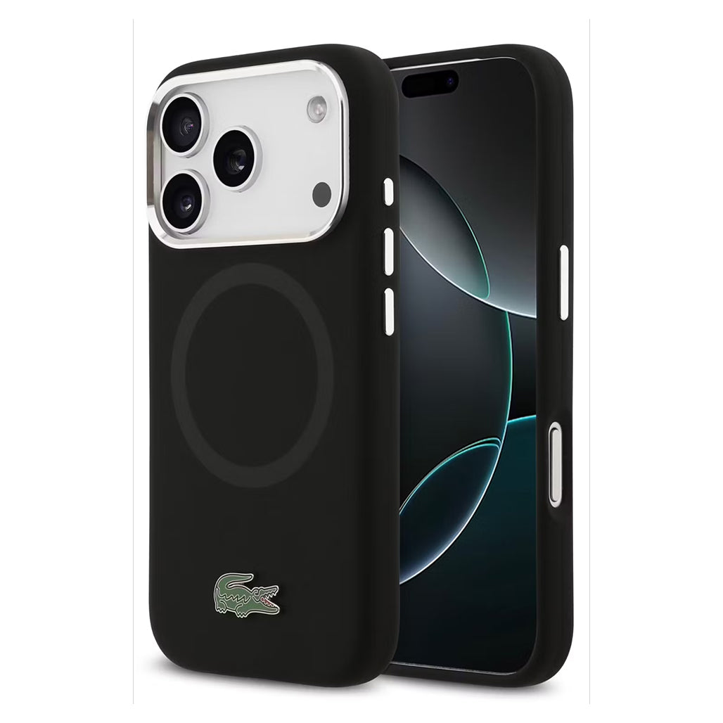 Lacoste MagSafe Silicone Case with Metal Logo – iPhone 17 Pro/Pro Max - Black