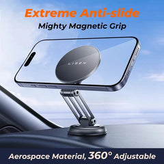 Lisen Magnetic Car Phone Mount – 360° Rotatable Foldable Metal Holder