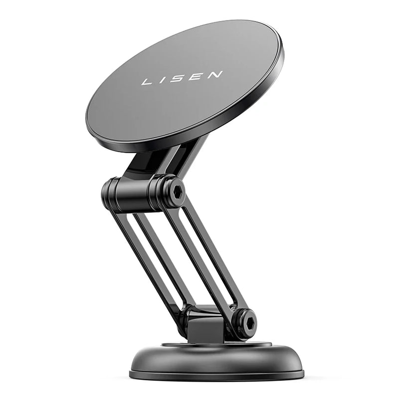 Lisen Magnetic Car Phone Mount – 360° Rotatable Foldable Metal Holder