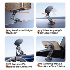 Lisen Magnetic Car Phone Mount – 360° Rotatable Foldable Metal Holder