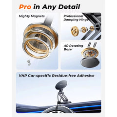 Lisen Magnetic Car Phone Mount – 360° Rotatable Foldable Metal Holder