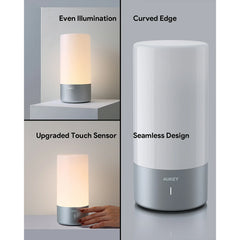 Aukey Touch Sensor Table Lamp with RGB Color Changing & Dimmable Warm White Light