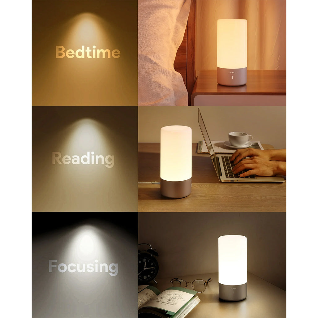 Aukey Touch Sensor Table Lamp with RGB Color Changing & Dimmable Warm White Light