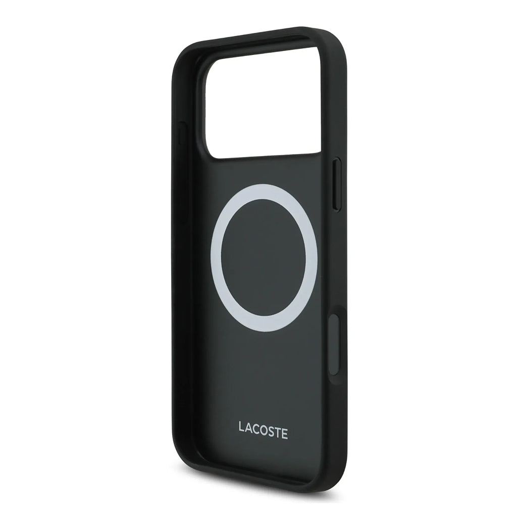 Lacoste MagSafe PU Leather Hard Case with Iconic Petit Piqué Logo for iPhone 17 Pro