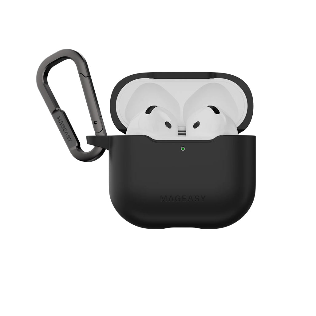 Mageasy Skin AirPods 4 Case – Soft-Touch TPU Protective Cover with Shock Absorption & Carabiner