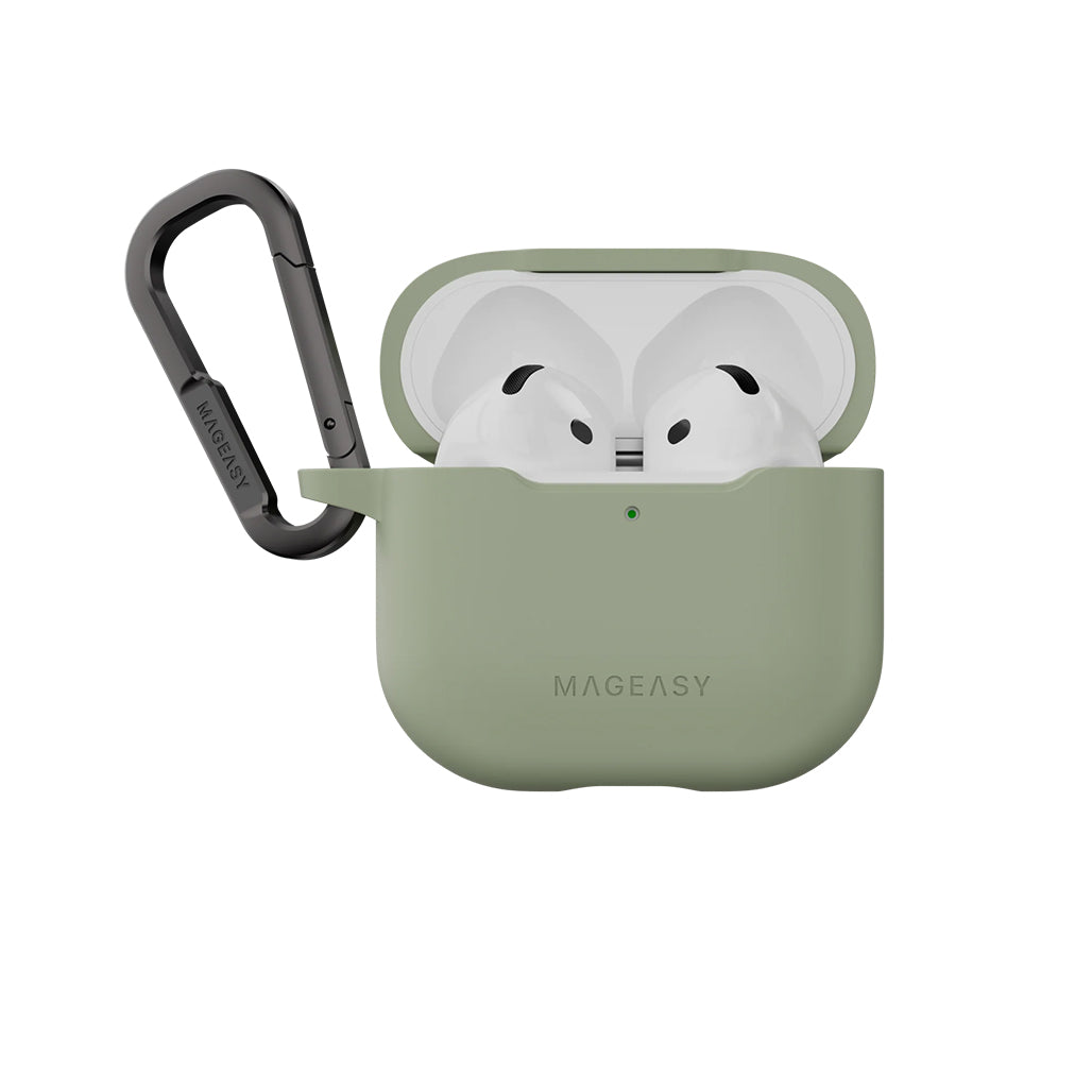 Mageasy Skin AirPods 4 Case – Soft-Touch TPU Protective Cover with Shock Absorption & Carabiner