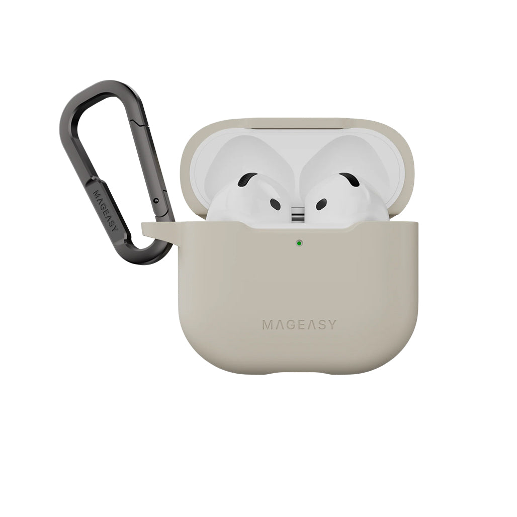 Mageasy Skin AirPods 4 Case – Soft-Touch TPU Protective Cover with Shock Absorption & Carabiner