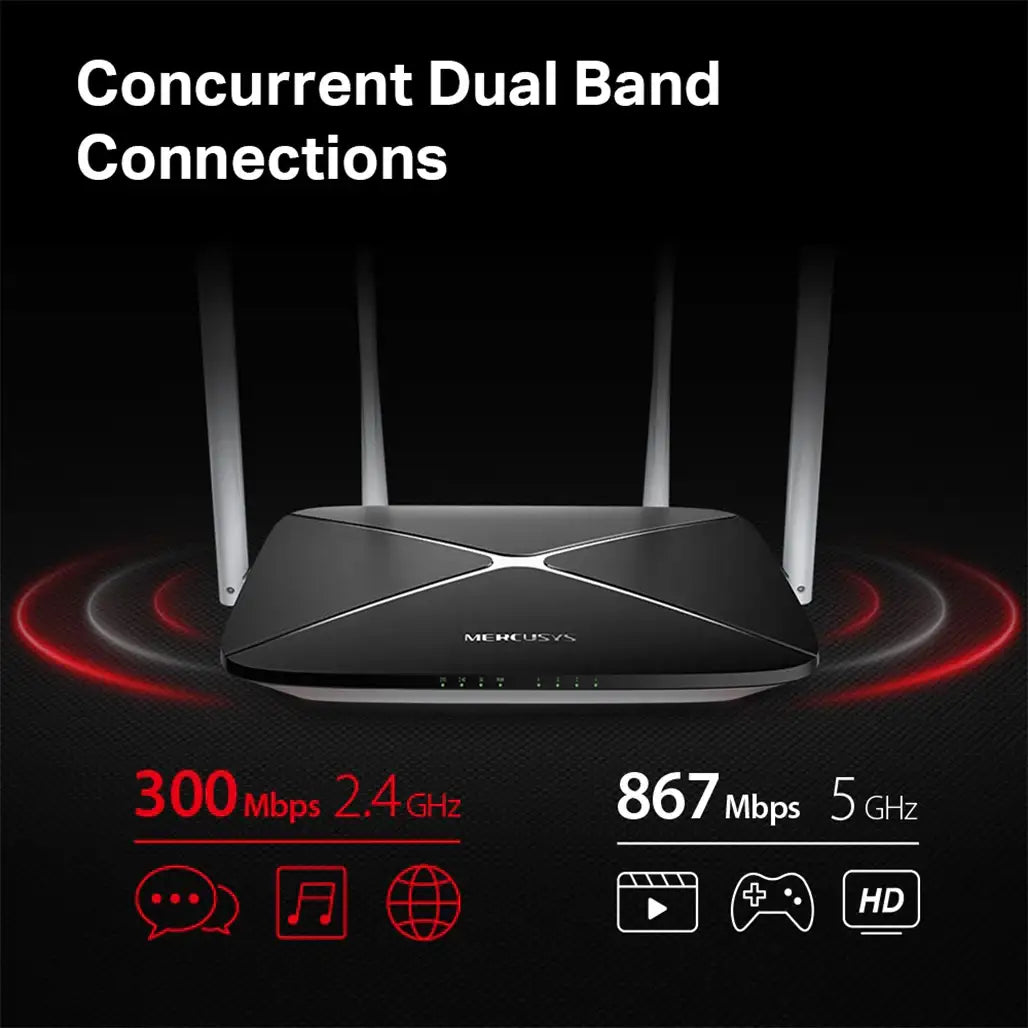 Mercusys AC12 AC1200 Dual-Band Router – Fast Wi‑Fi & Gigabit