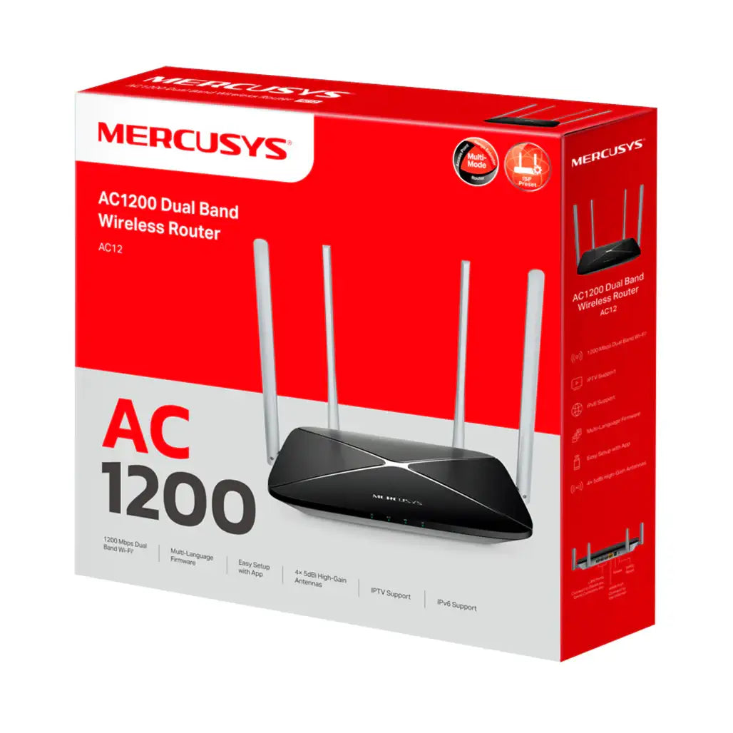 Mercusys AC12 AC1200 Dual-Band Router – Fast Wi‑Fi & Gigabit