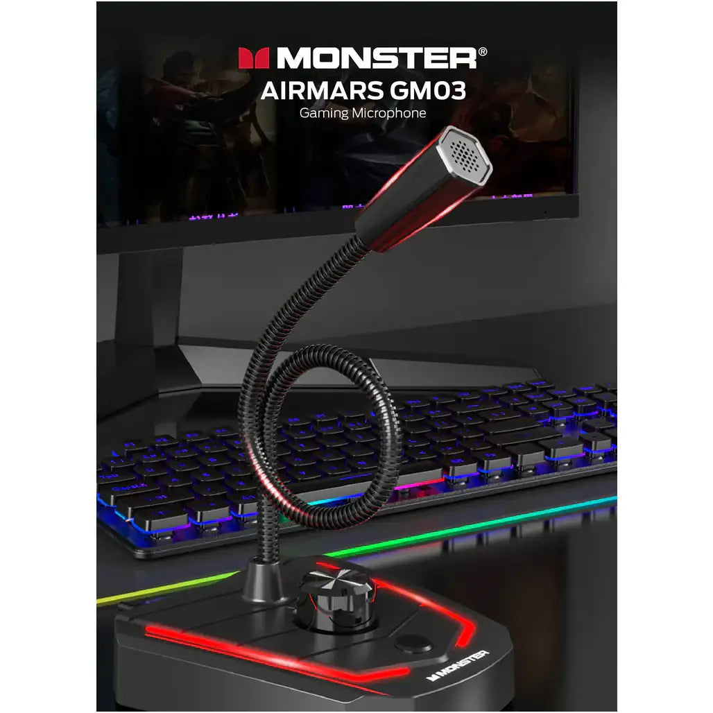 Monster Airmars GM03 RGB Mic – USB, Clear Sound for Streaming