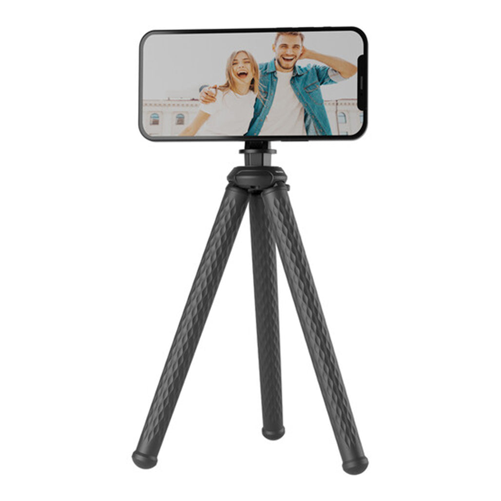 Telesin Flexible Octopus Tripod & Magnetic Mount – For Phones & Action Cameras, 4.4 lb Load, Adjustable Head, Dual Mounts – Black