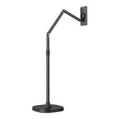 TELESIN Phone Floor Stand with Articulating Arm and MagSafe – 360° Adjustable Mount, Heavy-Duty Base, Foldable Design – Black/Silver