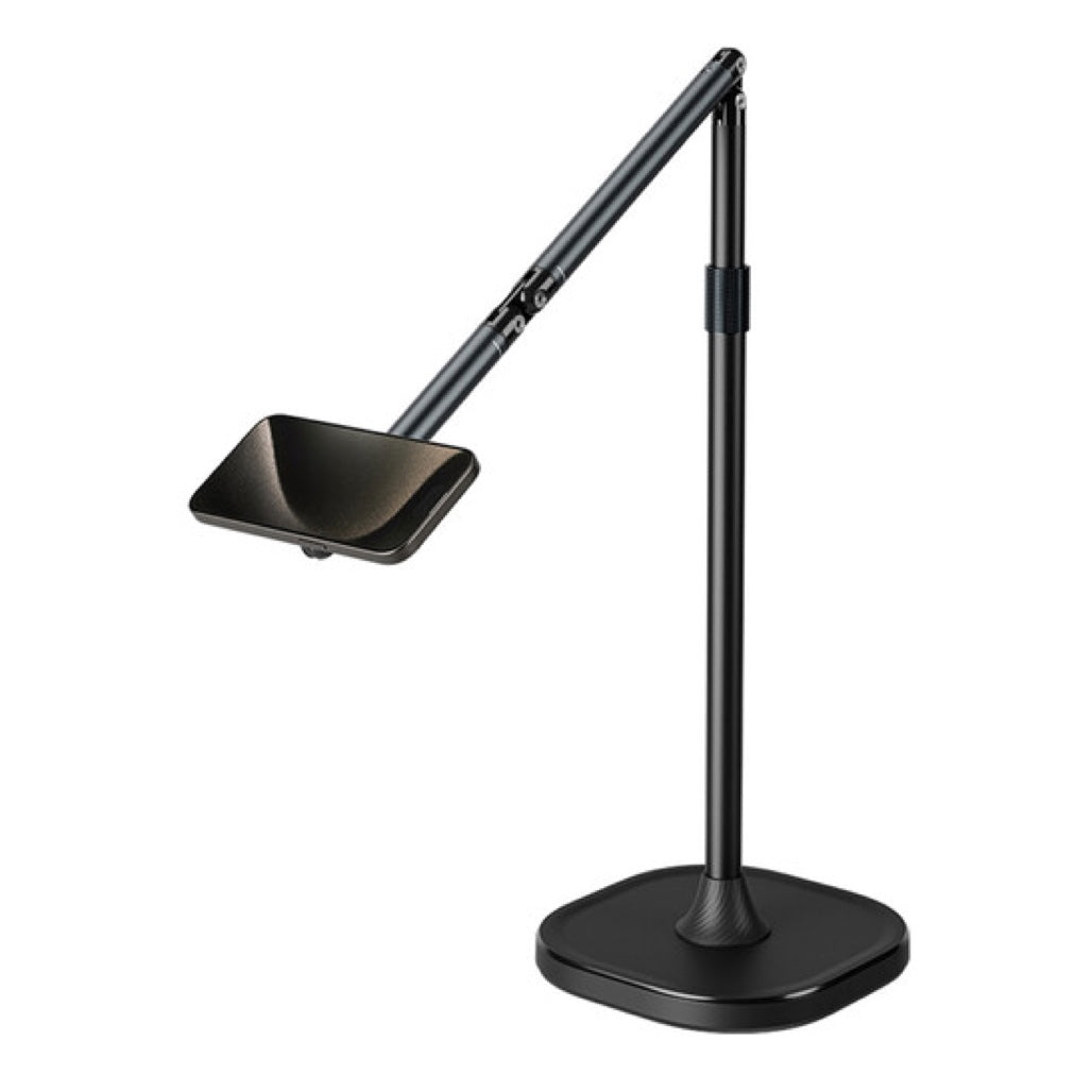 TELESIN Phone Floor Stand with Articulating Arm and MagSafe – 360° Adjustable Mount, Heavy-Duty Base, Foldable Design – Black/Silver
