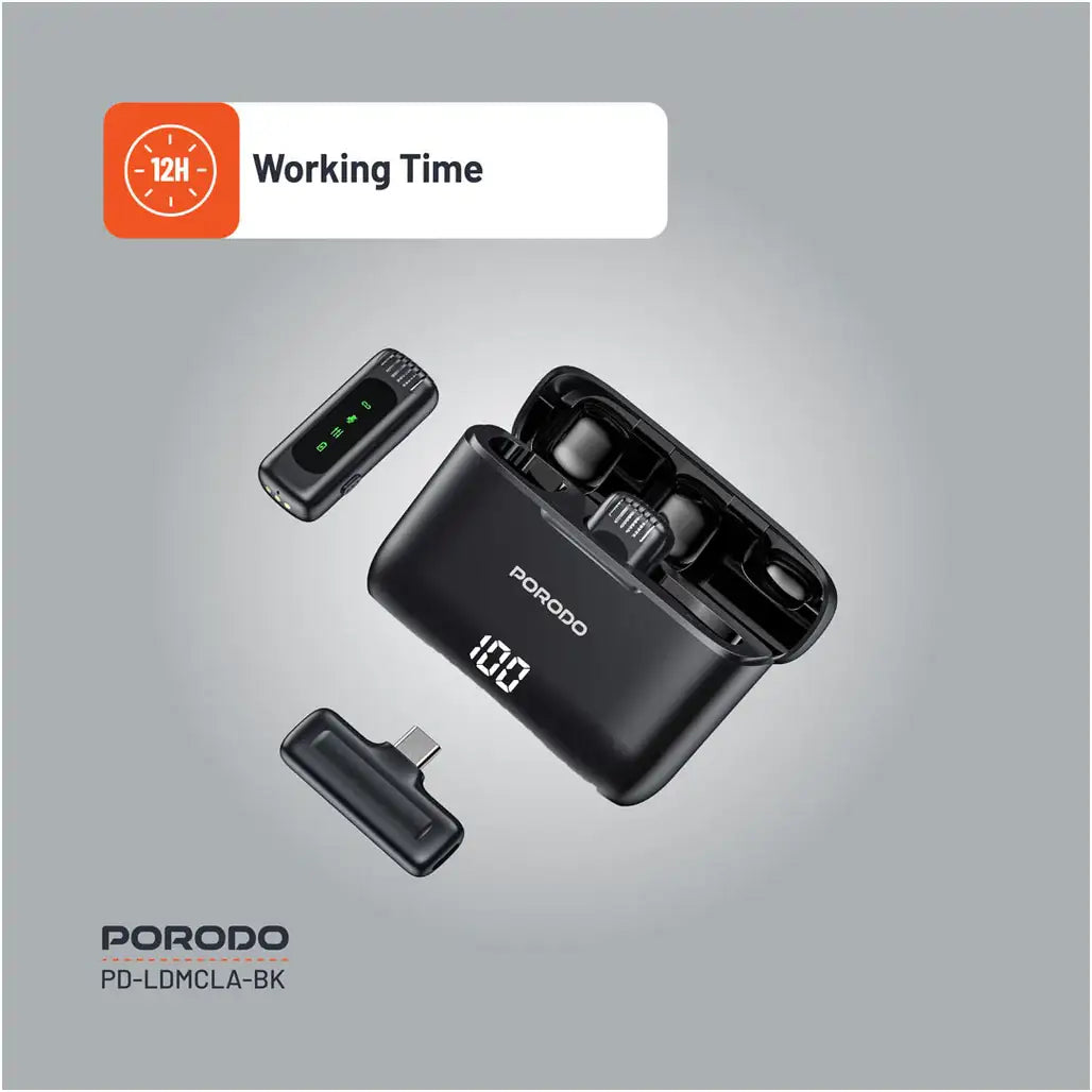 Porodo Dual Lavalier Microphone – Dual Mics with Lightning Connector