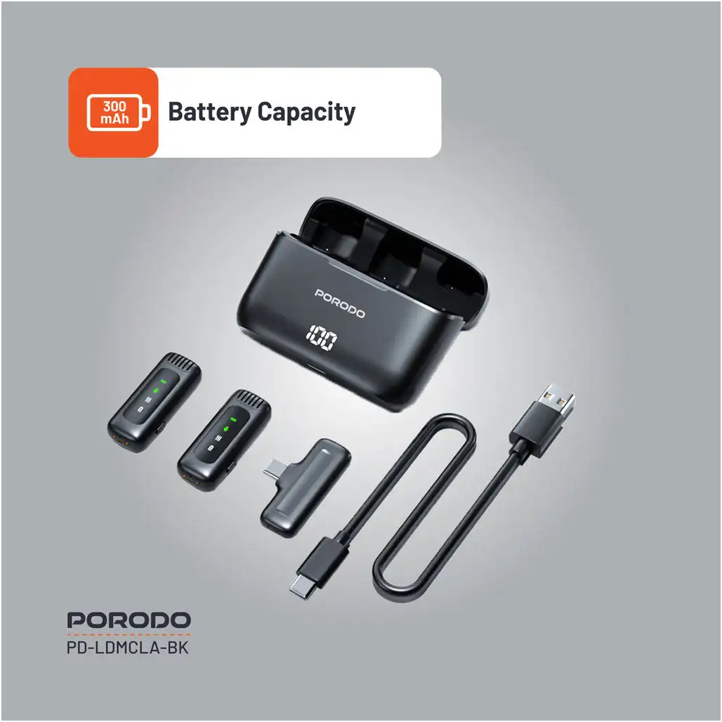 Porodo Dual Lavalier Microphone – Dual Mics with Lightning Connector
