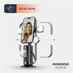 Porodo Face‑Tracking Smart Mount – Gesture & Fill‑Light, Wireless Remote