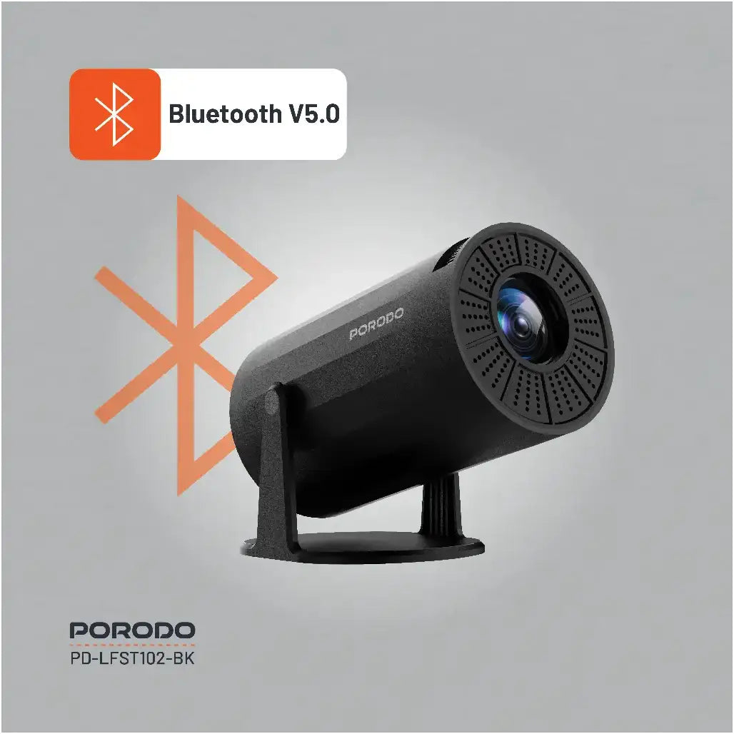 Porodo Wireless Smart Android Multi-Angle Projector – Black