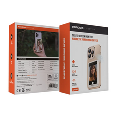 Porodo Lifestyle Selfie Screen Monitor – Magnetic Mirroring Device | 4.02" HD, 180° Rotation