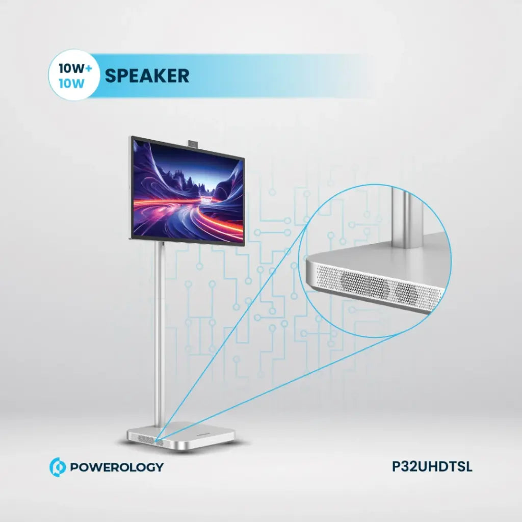 Powerology Android 32” UHD Tablet with Stand – 4K Display, Android 13, 8GB+128GB