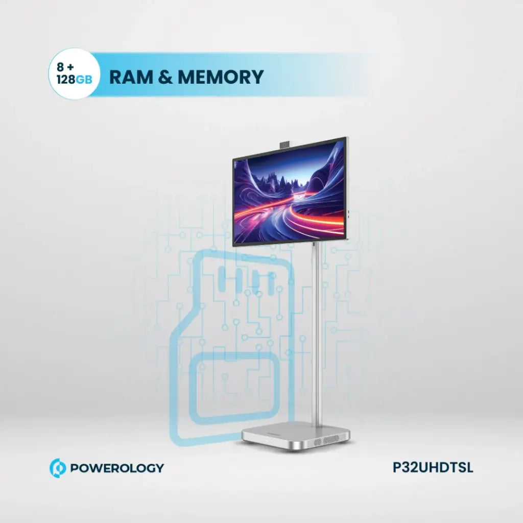 Powerology Android 32” UHD Tablet with Stand – 4K Display, Android 13, 8GB+128GB